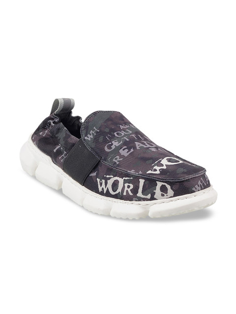 

Mochi Men Grey Printed Slip-On Sneakers