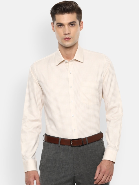 

Van Heusen Men Cream-Coloured Slim Fit Checked Formal Shirt