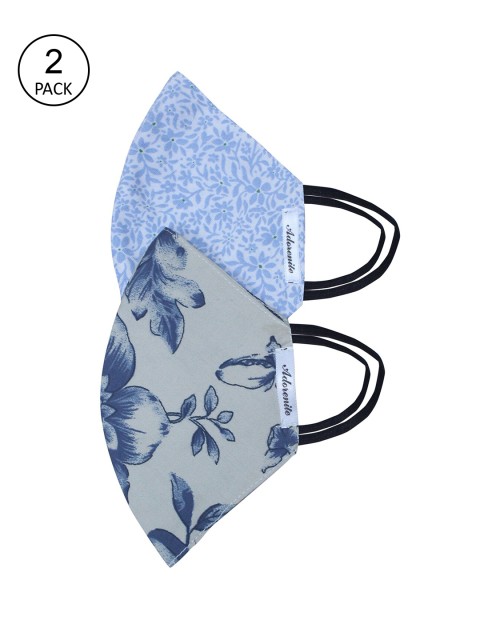 

ADORENITE Unisex Pack Of 2 Printed 2-Ply Reusable Cloth Mask, Blue