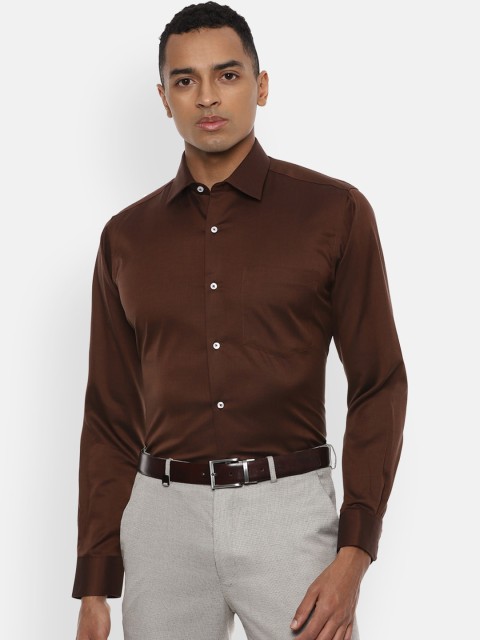 

Van Heusen Men Brown Solid Pure Cotton Formal Shirt