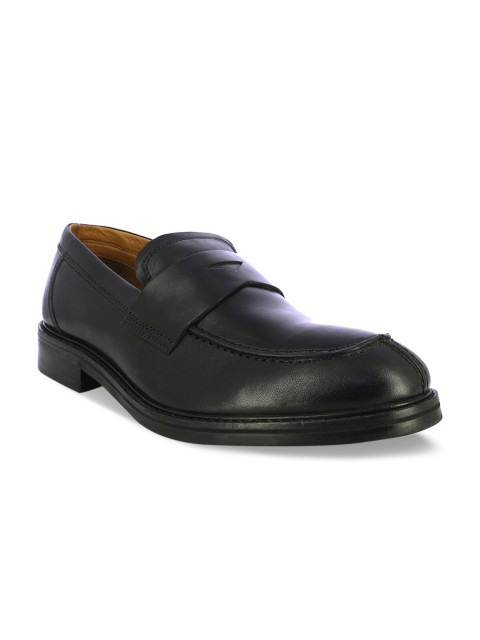 

Alberto Torresi Men Black Solid Leather Semiformal Penny Loafers