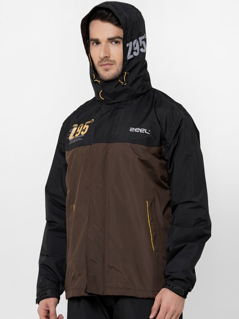 

Zeel Men Black & Brown Colourblocked Water Resistance Rain Suit