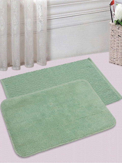

Saral Home Set of 2 Mint Green 1200 GSM Solid Cotton Bath Rugs