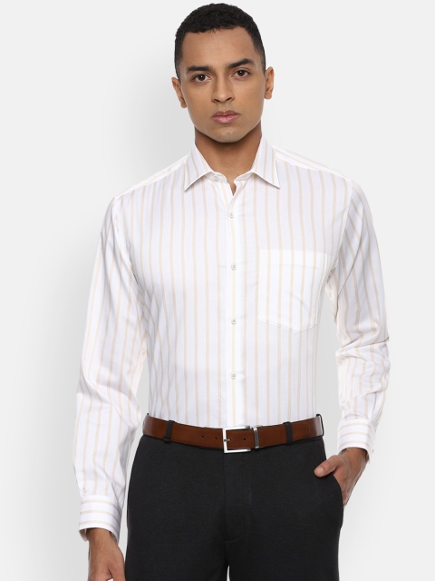

Van Heusen Men White & Beige Striped Regular Fit Pure Cotton Formal Shirt