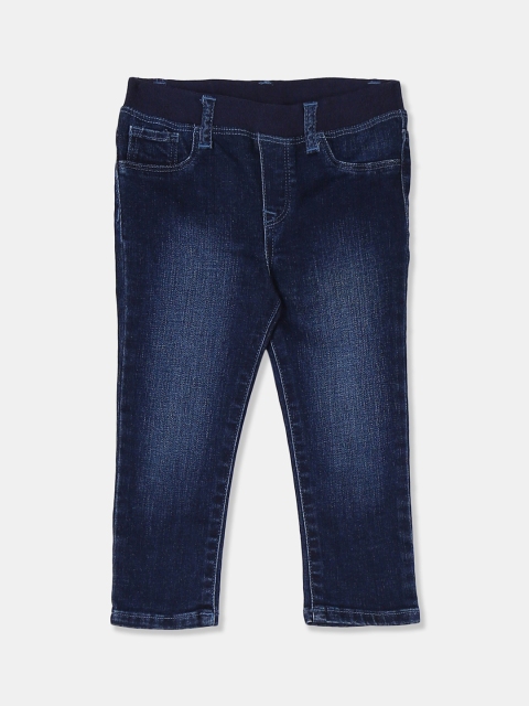 

GAP Infant Girls Navy Blue Elasticized Waist Washed Jeggings
