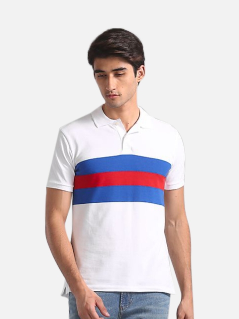 

GAP Men White & Blue All Day Pique Polo Shirt