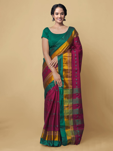 

Unnati Silks Pink Striped Narayan Peth Saree
