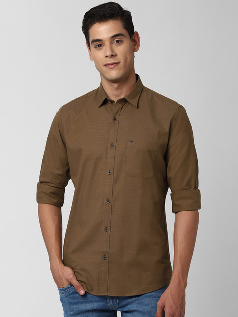 

Peter England Casuals Men Olive Green Slim Fit Solid Casual Shirt