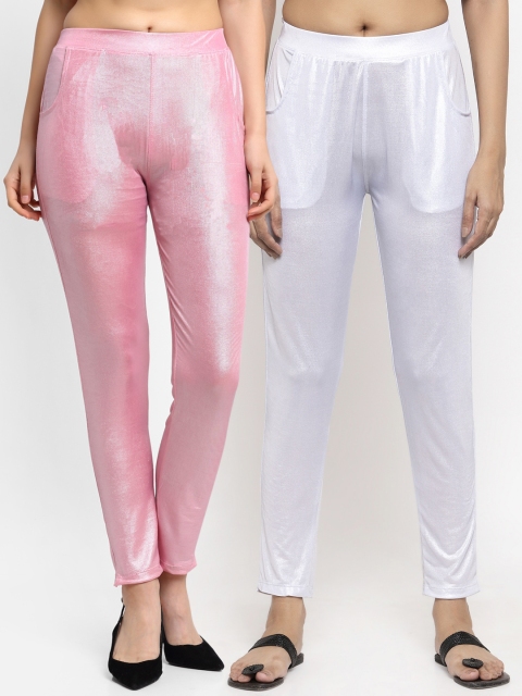 

NEUDIS Women Pack Of 2 Shimmer Ankle-Length Leggings, White