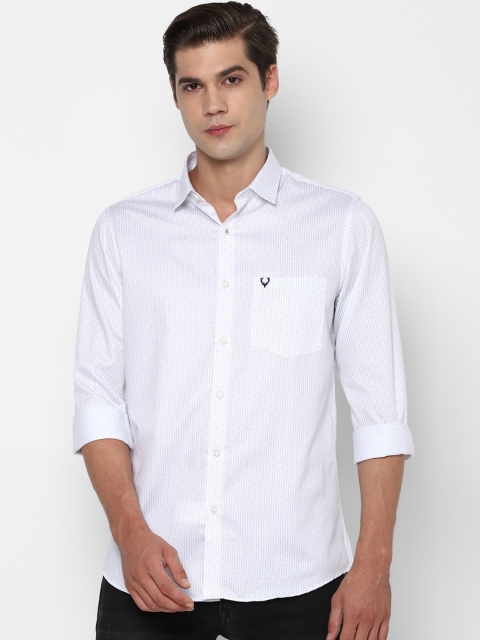 

Allen Solly Men White Pure Cotton Slim Fit Striped Casual Shirt