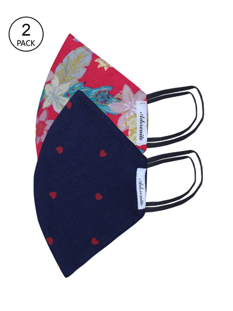 

ADORENITE Unisex Pack Of 2 Printed 2-Ply Cloth Masks, Pink