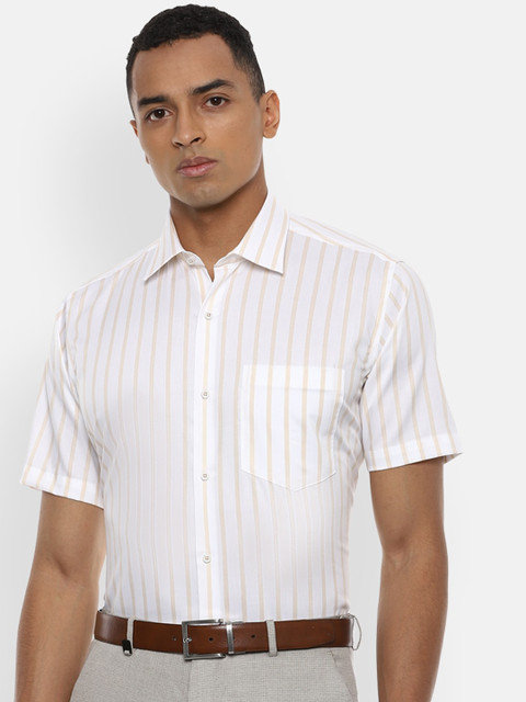 

Van Heusen Men White Regular Fit Striped Casual Shirt