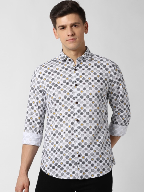 

Peter England Casuals Men White Slim Fit Printed Pure Cotton Casual Shirt