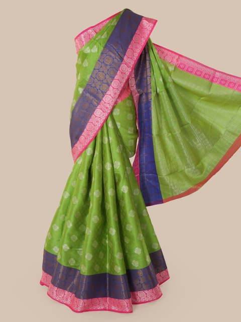 

Pothys Green & Pink Cotton Blend Woven Design Chanderi Saree