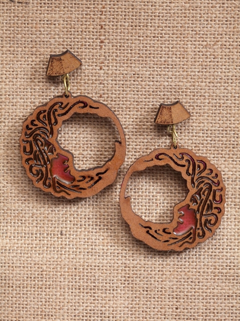

PANASH Brown Contemporary Hoop Earrings