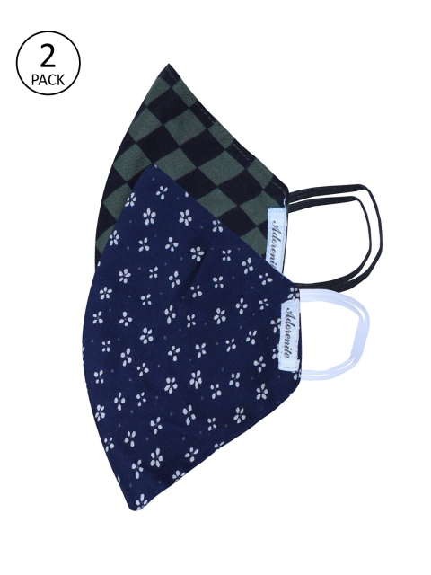

ADORENITE Unisex Pack Of 2 Printed 2-Ply Reusable Cloth Masks, Black