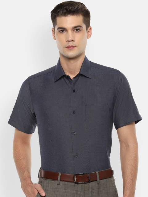 

Van Heusen Men Navy Blue & Off-White Regular Fit Printed Formal Shirt