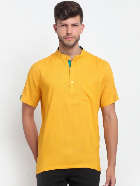 

NEUDIS Men Yellow Pure Cotton Short Kurta