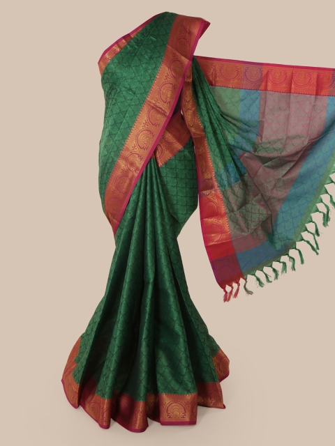 

Pothys Green Cotton Blend Woven Design Chanderi Saree