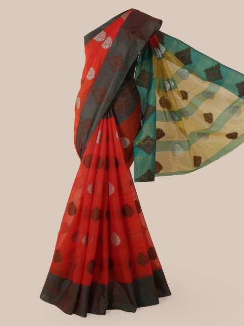 

Pothys Orange Woven Design Chanderi Saree