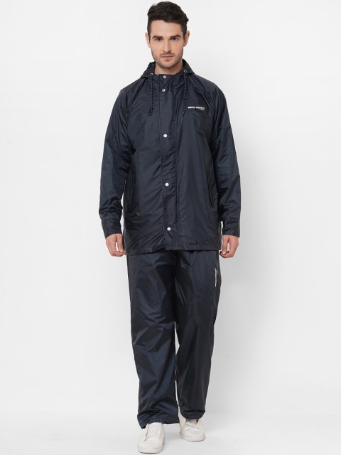 

Zeel Men Navy Blue Solid Reversible Waterproof Hooded Rain Suit