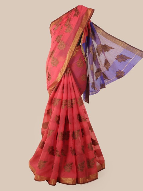 

Pothys Pink Printed Chanderi Saree