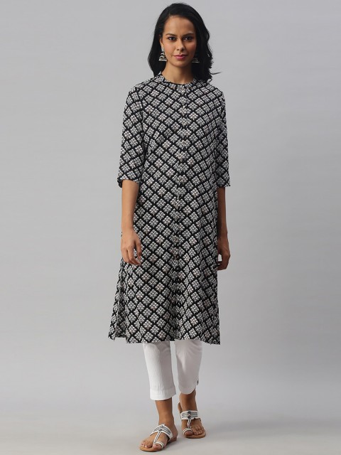 

Soch Women Black Ethnic Motifs Printed Kurta