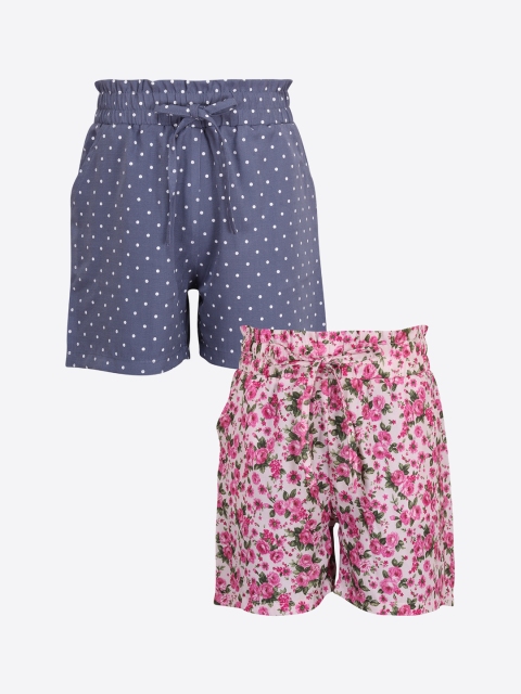 

CUTECUMBER Girls Pack Of 2 Printed Regular Fit Regular Shorts, Pink