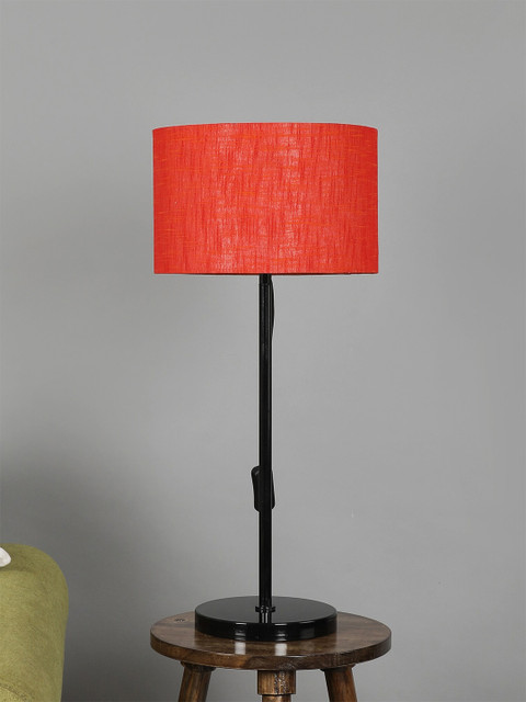 

SANDED EDGE Black & Red Solid Contemporary Table Lamp with Shade