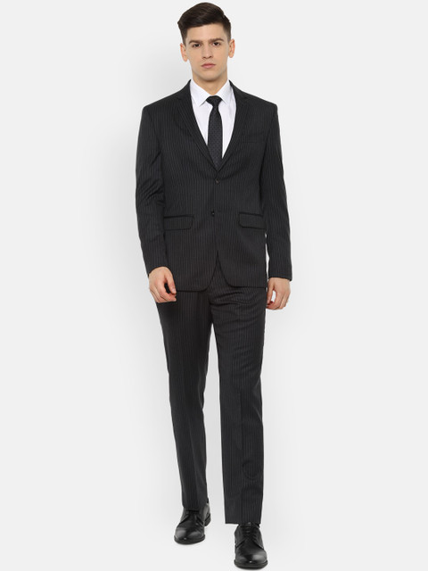 

Luxure by Louis Philippe Men Black Striped Slim-Fit Single-Breasted Suit