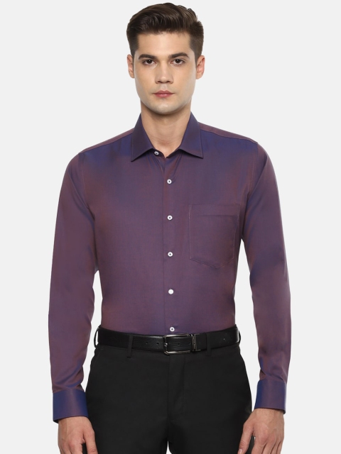 

Van Heusen Men Purple Solid Slim Fit Pure Cotton Formal Shirt with Dual Tone effect