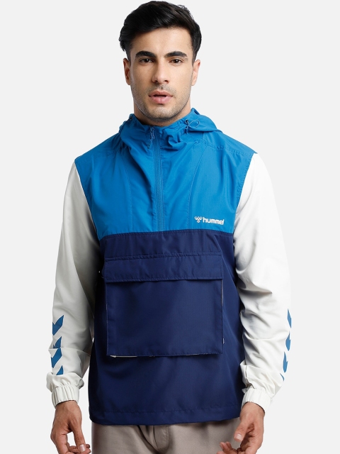 

hummel Men Blue White Colourblocked Tailored Jacket