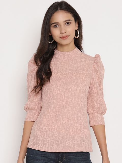 

Twenty3 Peach-Coloured Solid Regular Top