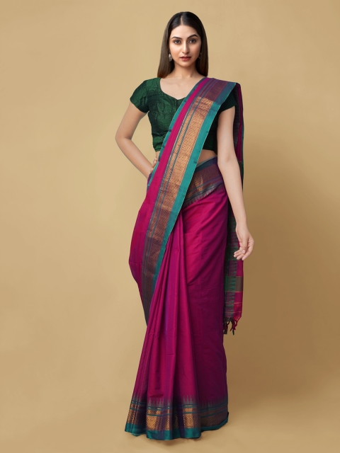 

Unnati Silks Pink Silk Cotton Solid Narayan Peth Saree