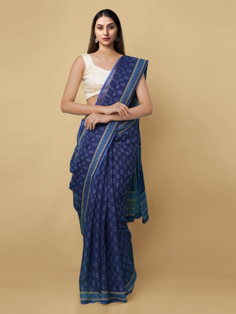 

Unnati Silks Blue Pure Cotton Printed Kota Saree