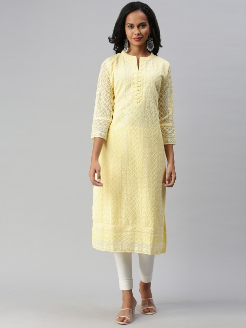 

Soch Women Yellow Embroidered Georgette Kurta