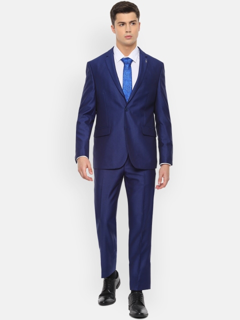 

Van Heusen Men Navy Blue Self-Design Slim-Fit Two-Piece Formal Suit