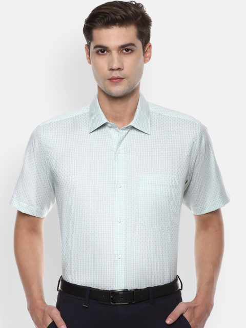 

Van Heusen Men Green Checked Pure Cotton Regular Fit Formal Shirt