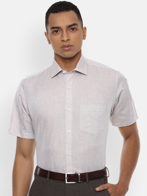 

Van Heusen Men Grey Solid Cotton Linen Formal Shirt