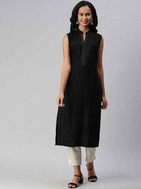 

Soch Women Black Pure Cotton Embroidered Kurta