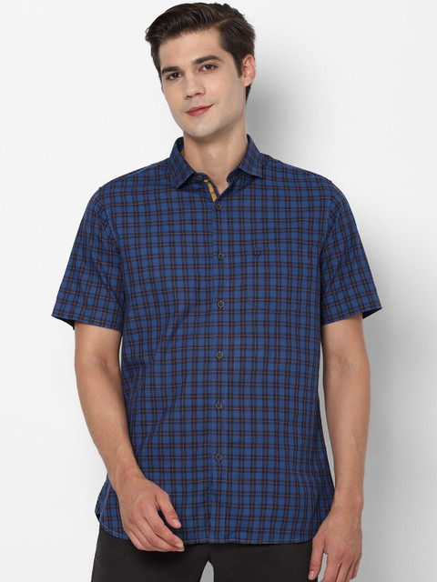 

Allen Solly Men Blue Pure Cotton Slim Fit Checked Casual Shirt