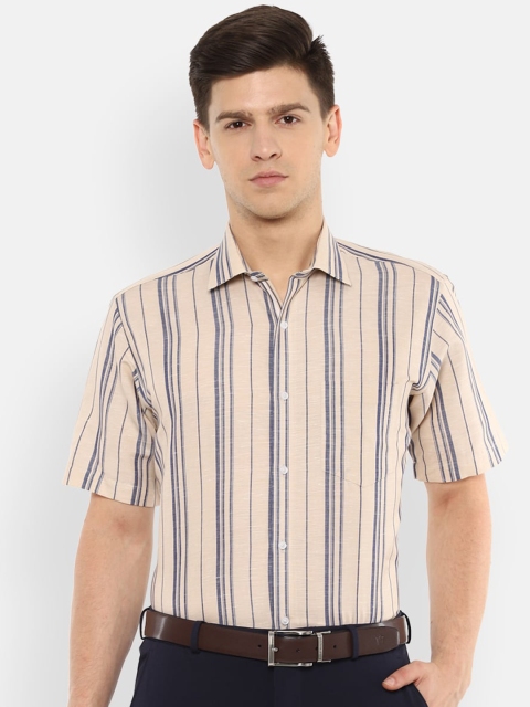 

Van Heusen Men Beige & Charcoal Grey Regular Fit Striped Formal Shirt