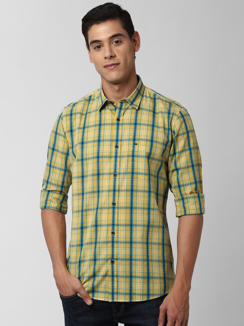 

Peter England Casuals Men Yellow Slim Fit Checked Pure Cotton Casual Shirt