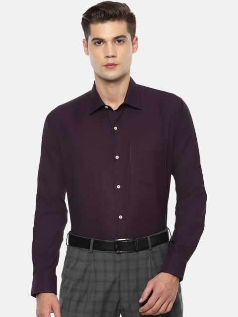 

Van Heusen Men Aubergine Solid Slim Fit Pure Cotton Formal Shirt, Purple