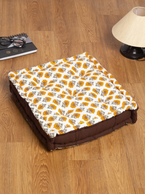 

Rajasthan Decor White & Yellow Printed Square Floor Cushions