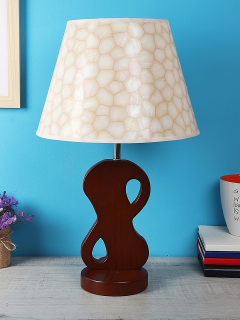 

MFD HOME FURNISHING Cream-Coloured & Brown Printed Quirky Table Lamp