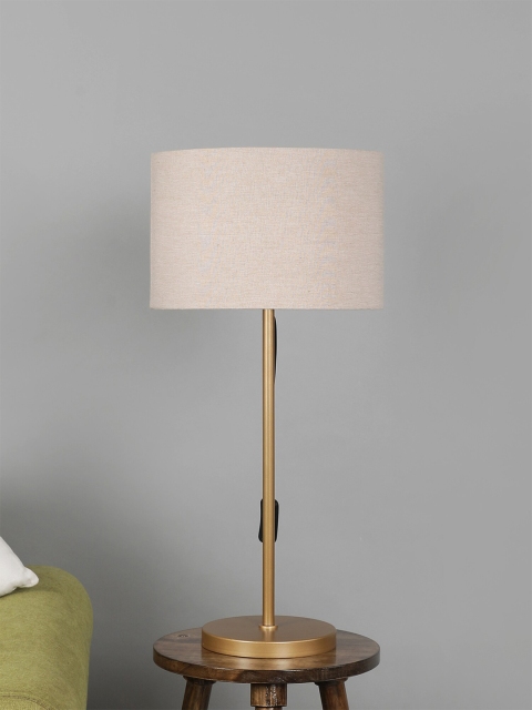 

SANDED EDGE Beige & Gold-Toned Solid Contemporary Table Lamp with Shade