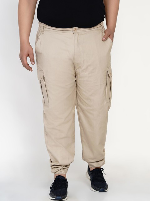 

Santonio Men Beige Regular Fit Solid Pure Cotton Chambray Cargos