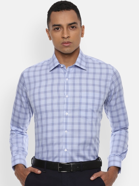 

Van Heusen Men Blue & White Slim Fit Checked Formal Shirt