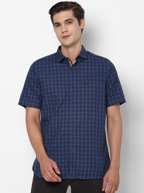 

Allen Solly Men Blue Pure Cotton Slim Fit Checked Casual Shirt